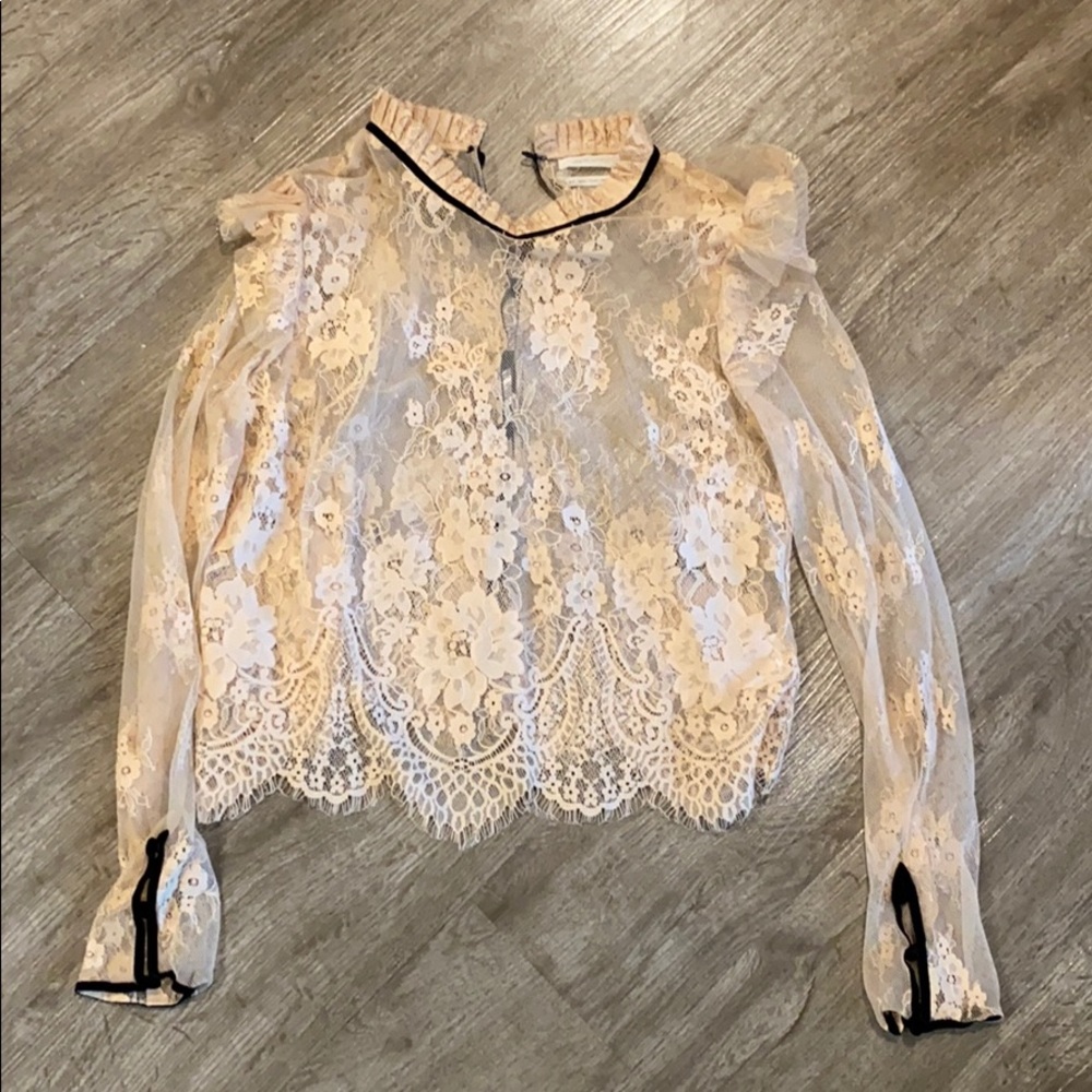 Urban outfitters lace mesh top long sleeve